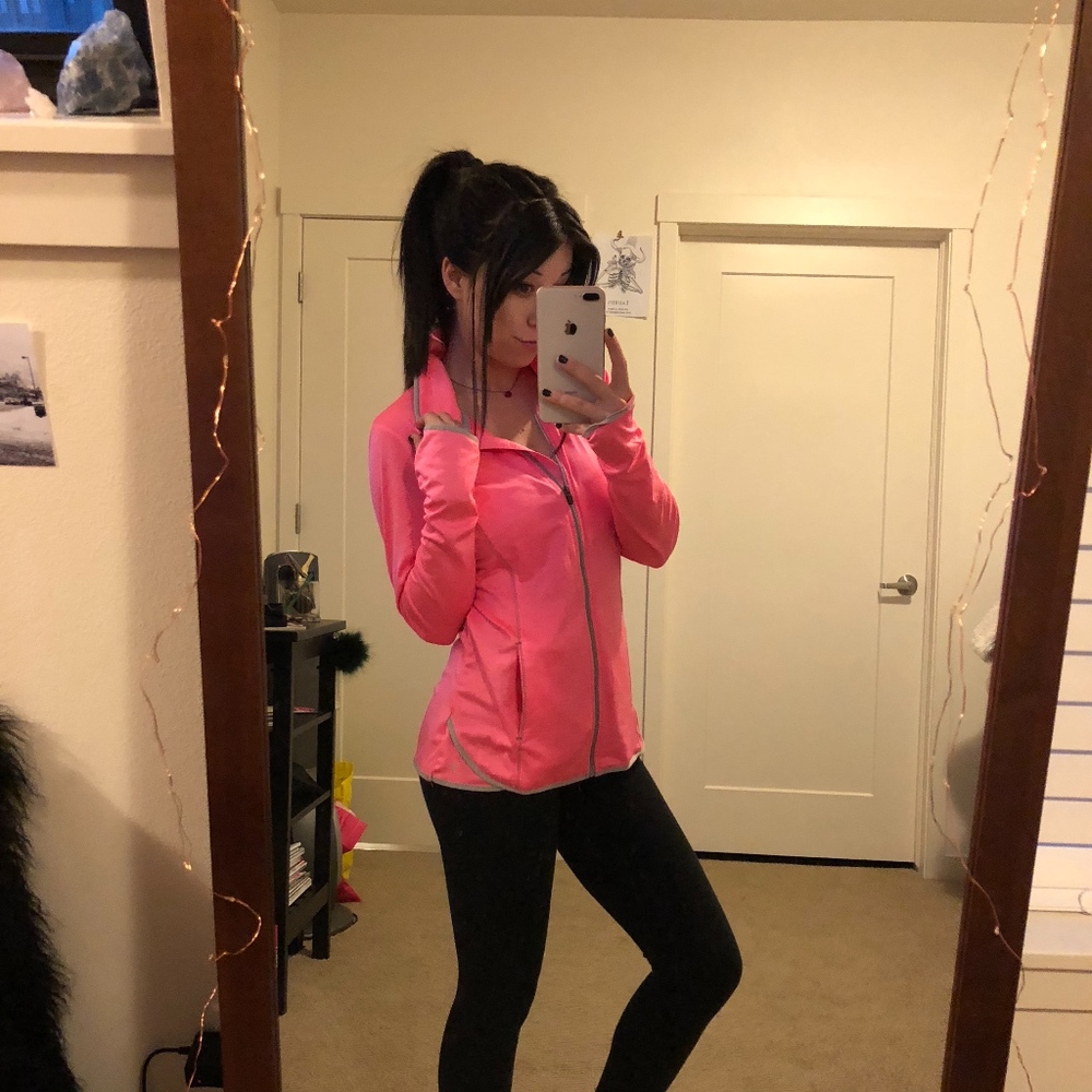 Neon Pink Workout Athletic Zipper Jacket